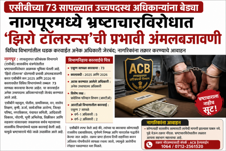 एसीबीची धडक कारवाई : ७३ सापळ्यांत उच्चपदस्थ अधिकाऱ्यांना अटक