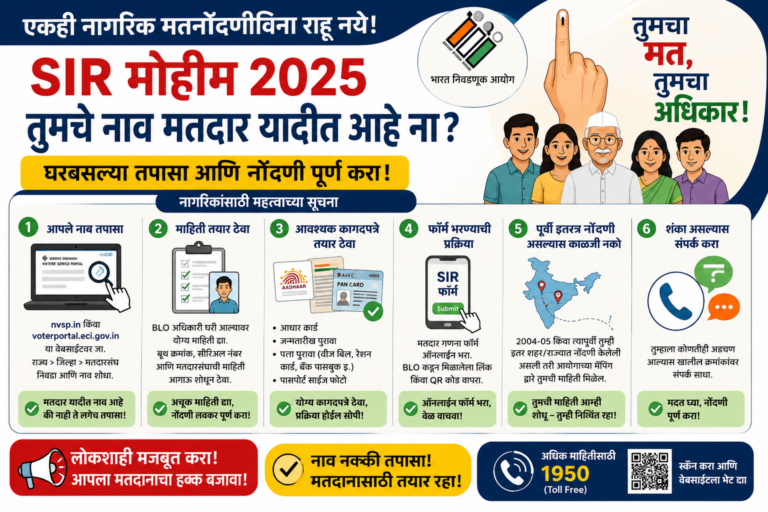 SIR विशेष मतदार पुनरावलोकन मोहीम : मतनोंदणीविना राहू नये!