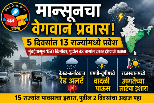 MONSOON: मान्सूनचा वेगवान प्रवास; ५ दिवसांत १३ राज्यांत प्रवेश