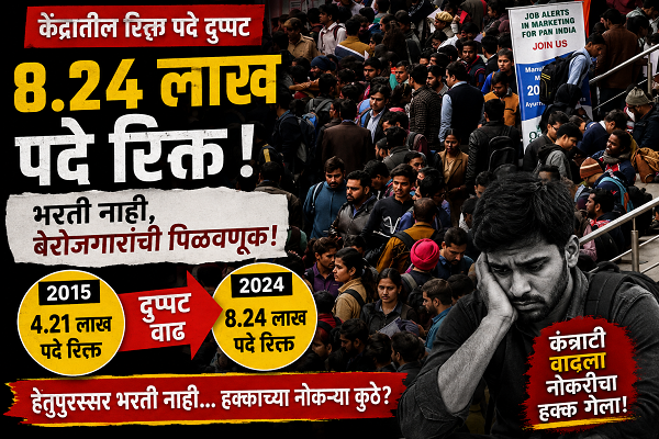 केंद्रातील 8.24 लाख पदे रिक्त; बेरोजगारांच्या हक्काची भरती रखडली!