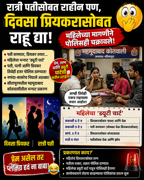 रात्री पतीसोबत, दिवसा प्रियकरासोबत! महिलेचा ‘ड्युटी चार्ट’ पाहून पोलिसही चक्रावले